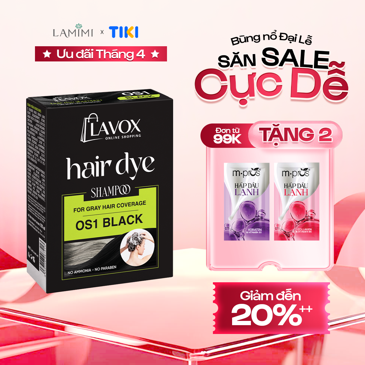 [SẢN PHẨM MỚI] Gội Phủ Bạc Lavox Online Shopping Che Tóc Bạc Tức Thì (Hộp 3 Gói)