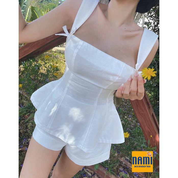 Set Áo Peplum Đính Nơ Kèm Quần Short Tapta Dễ Thương Xinh Xắn - ATNU020