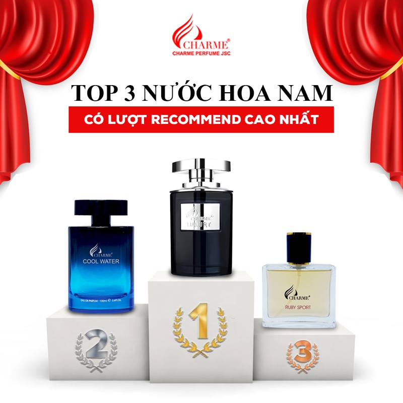 Nước hoa nam cao cấp, Charme Luxury, lưu hương lâu, hương mát lạnh pha chút nồng ấm, 80ml