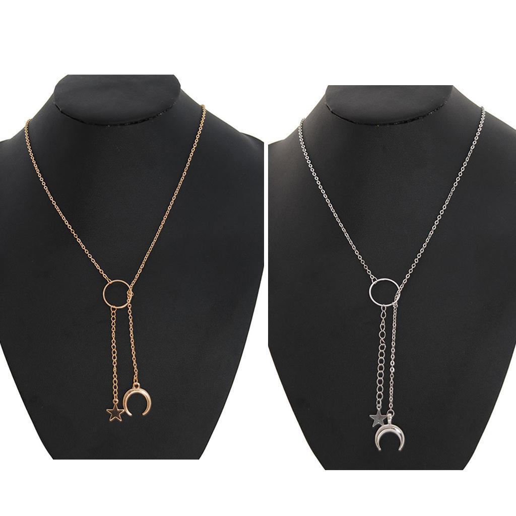 Moon Star Dangle Necklace Golden