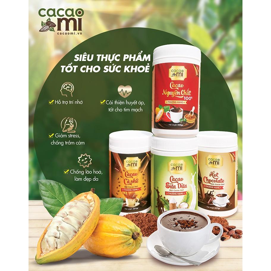 Bột ca cao sữa dừa CacaoMi - Chuyên pha chế trà sữa, milo dầm, thức uống sô cô la cacao thơm ngon tiện lợi hộp 357g