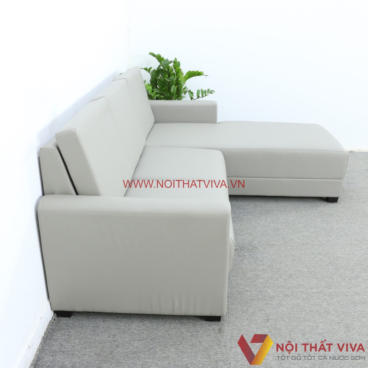 Bộ Sofa Nệm Phòng Khách Góc L Màu Ghi Xám Đẹp Hiện Đại Giá Rẻ
