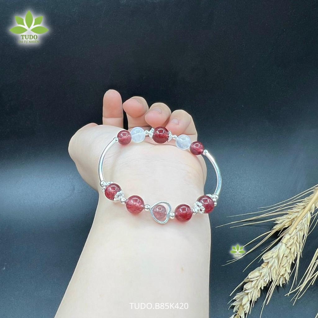 Vòng Tay Nữ Đẹp - Vòng Phong Thủy Mệnh Hỏa Thổ TUDO VCBTADH VCBMOON AG925 B85K420 Charm Trái Tim - Tình Duyên