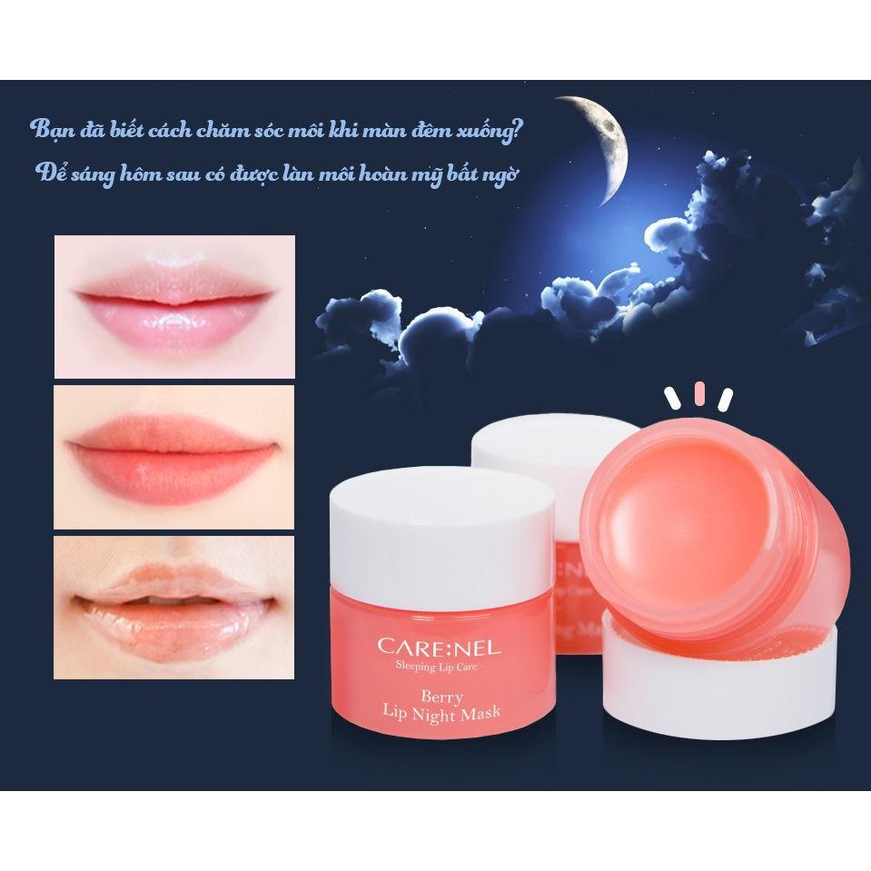 Combo 2 Mặt nạ ngủ môi dưỡng ẩm và tẩy tế bào chết hương dâu Care:nel Lip Sleeping Mask Berry 5g x 2