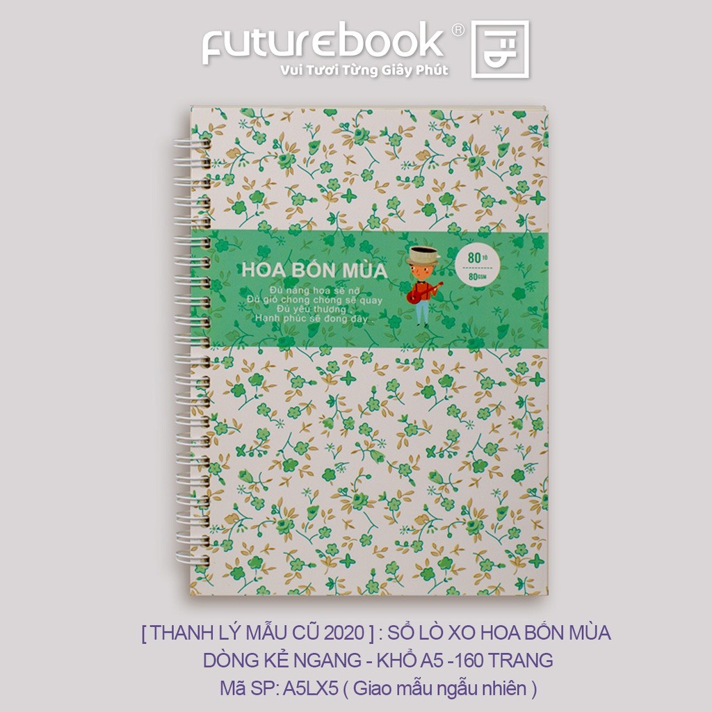 FUTUREBOOK-Sổ Lò Xo Hoa Bốn Mùa A5 - 160 Trang – Định Lượng 80Gsm – Kẻ Ngang. Mã Sản Phẩm A5LX5