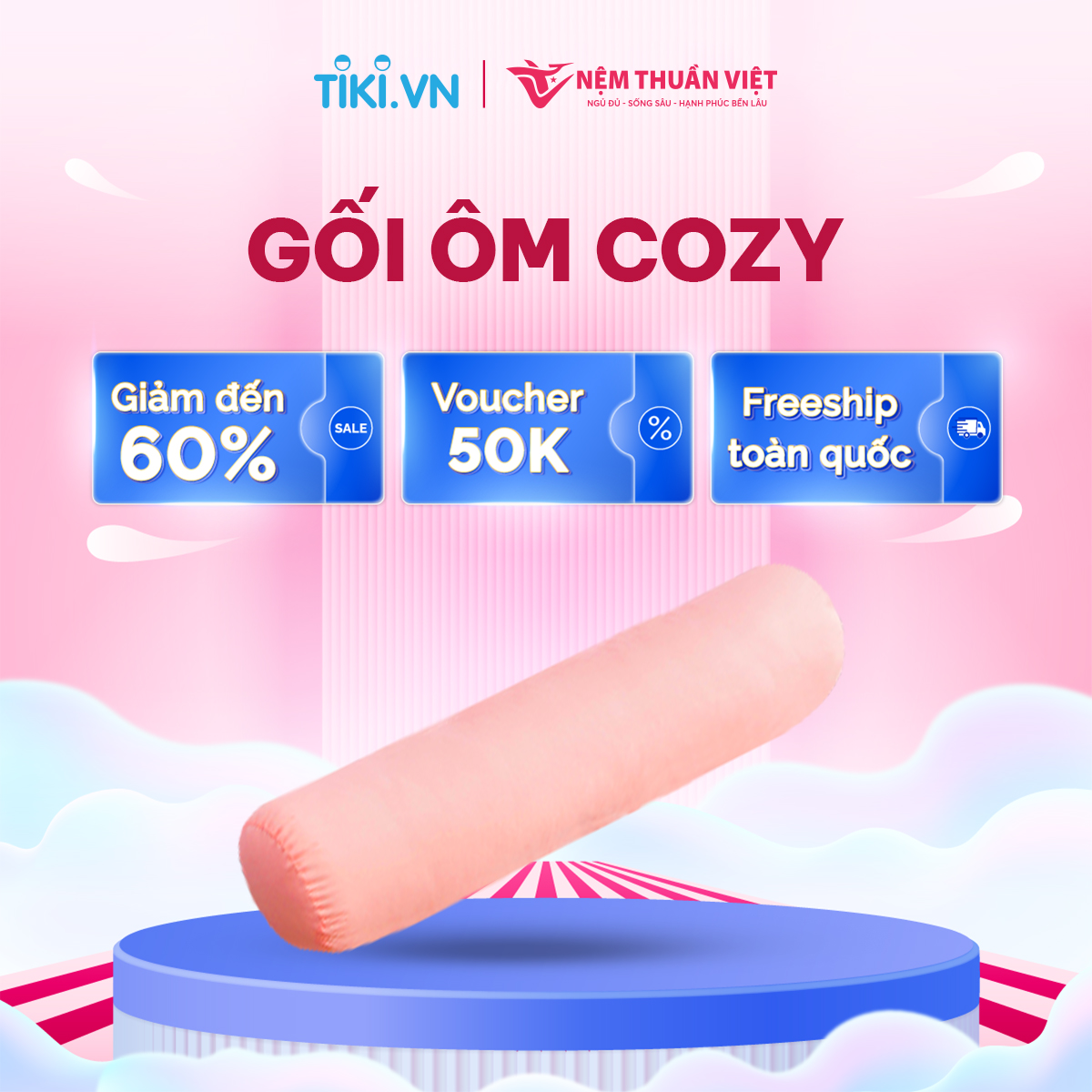 Ruột Gối Ôm Thuần Việt Cozy Cao Cấp, Êm Ái Vượt Trội, Thoáng Mát