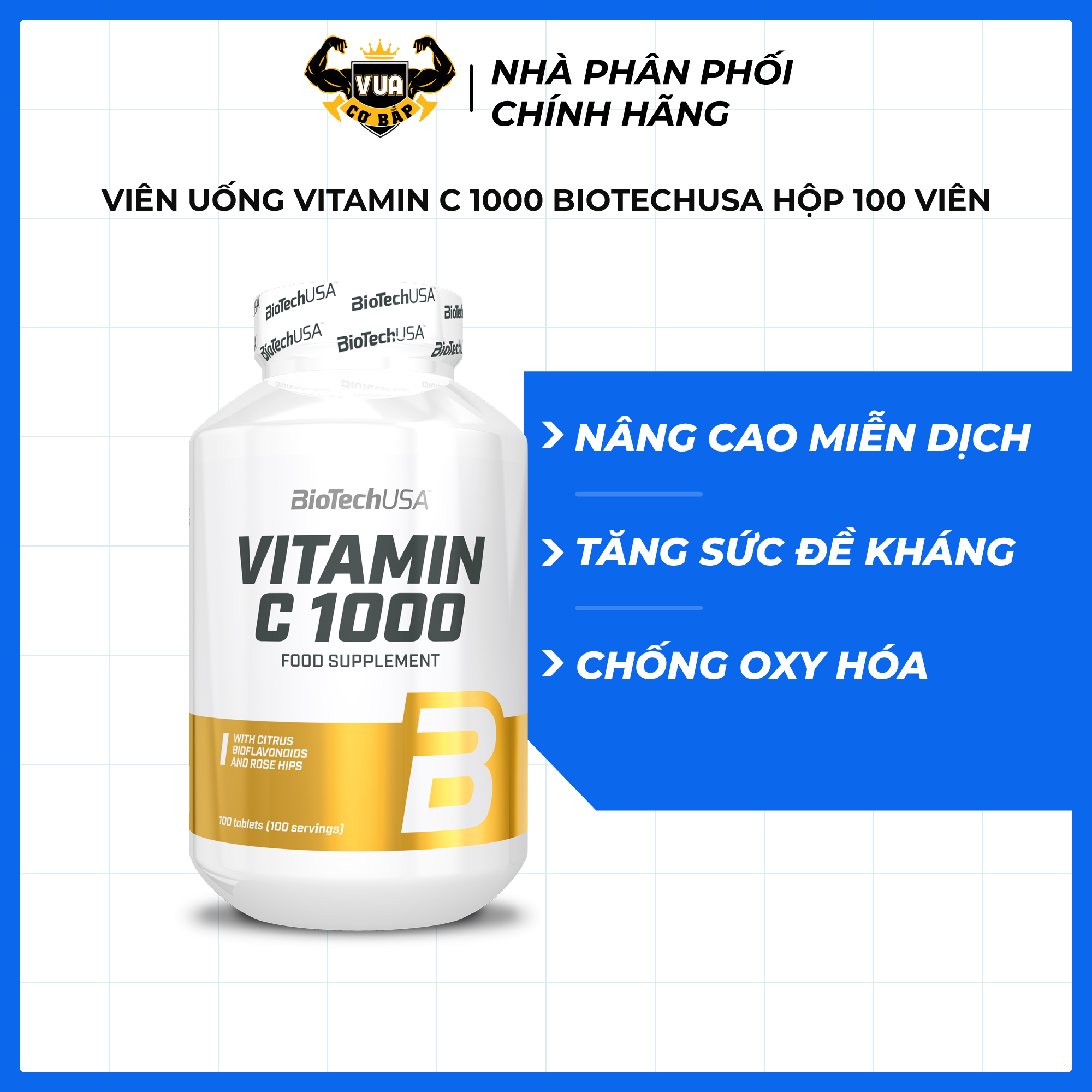 Viên Uống Vitamin C 1000 BiotechUSA Hộp 100 Viên