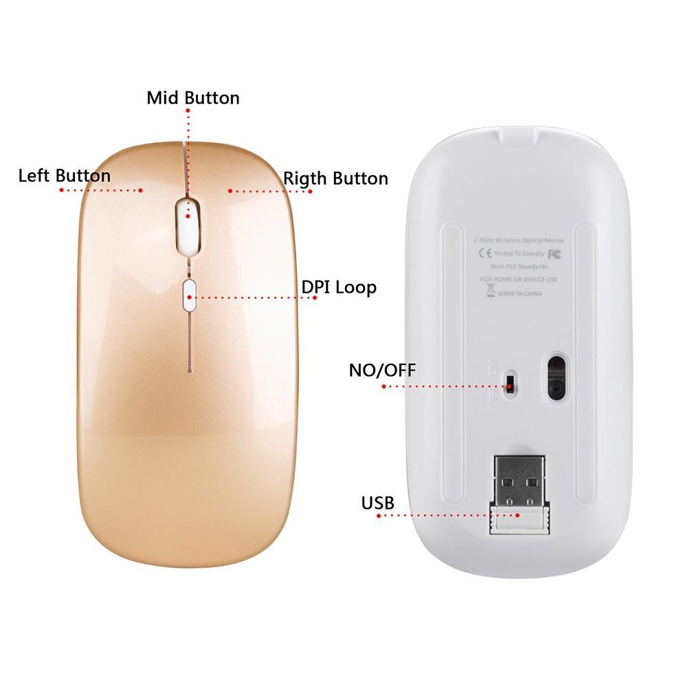Chuột Không Dây 2.4g Siêu Mỏng Sạc Pin Tiện Dụng Dành Cho Máy Tính / Laptop
