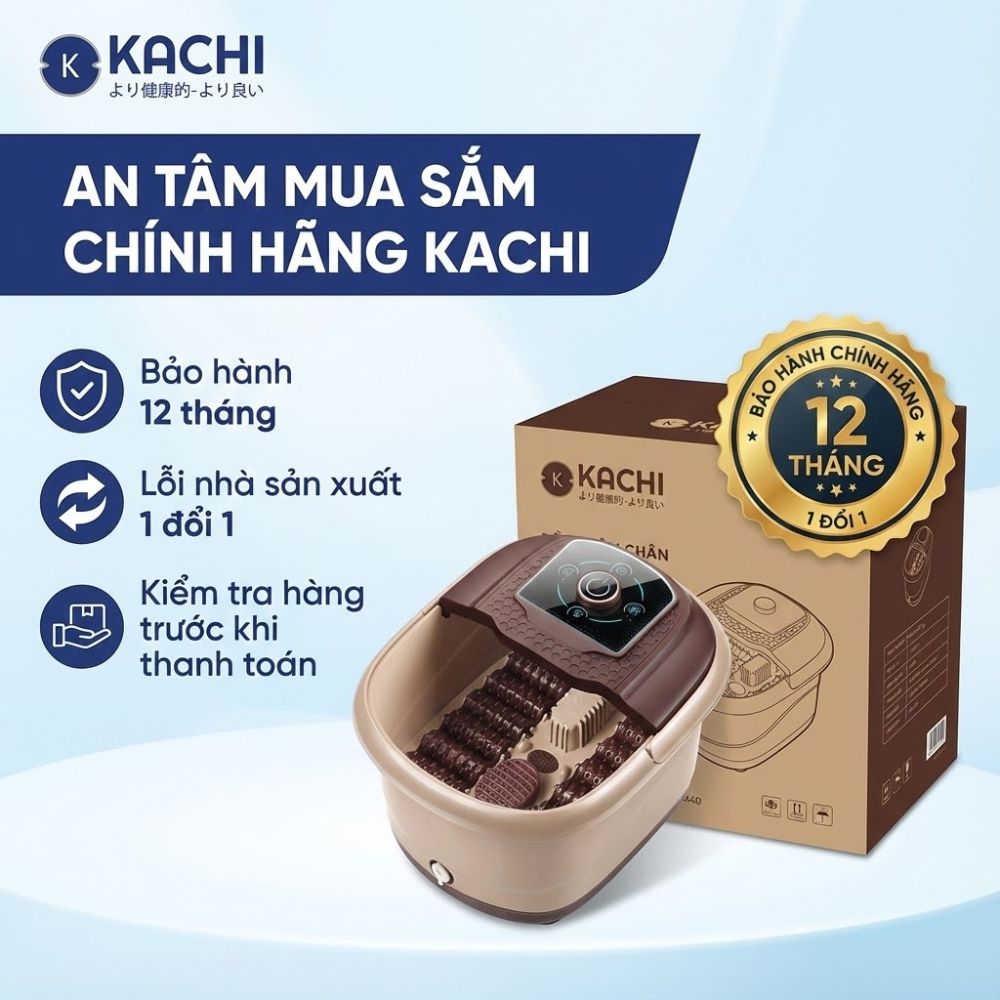Bồn Ngâm Chân Massage Sục Khí KACHI MK440 - Tự Động Giữ Nước Ấm, Có Khay Thảo Dược - hàng chính hãng