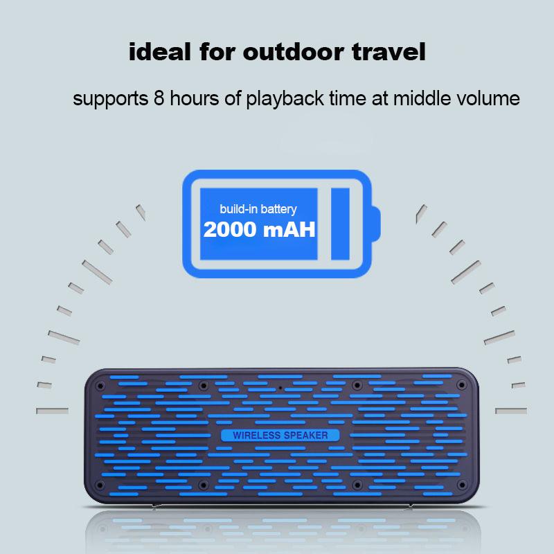 Loa Bluetooth di động, loa ngoài trời không dây của TWS Bluetooth 5.0 với loa siêu trầm âm thanh nổi 3D, pin 2000 mAh tích hợp Color: blue