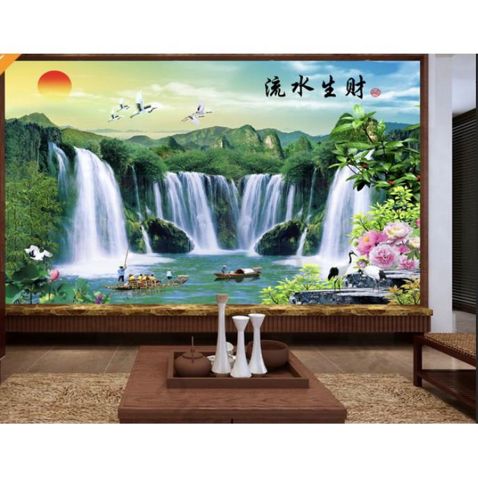 Tranh dán tường Tranh Núi Non Sơn Thủy Hữu Tình phòng kháchhiện đại dán tường MS959612