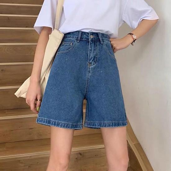 Quần short jean nút hông Ulzzang , quần jean ngố nữ