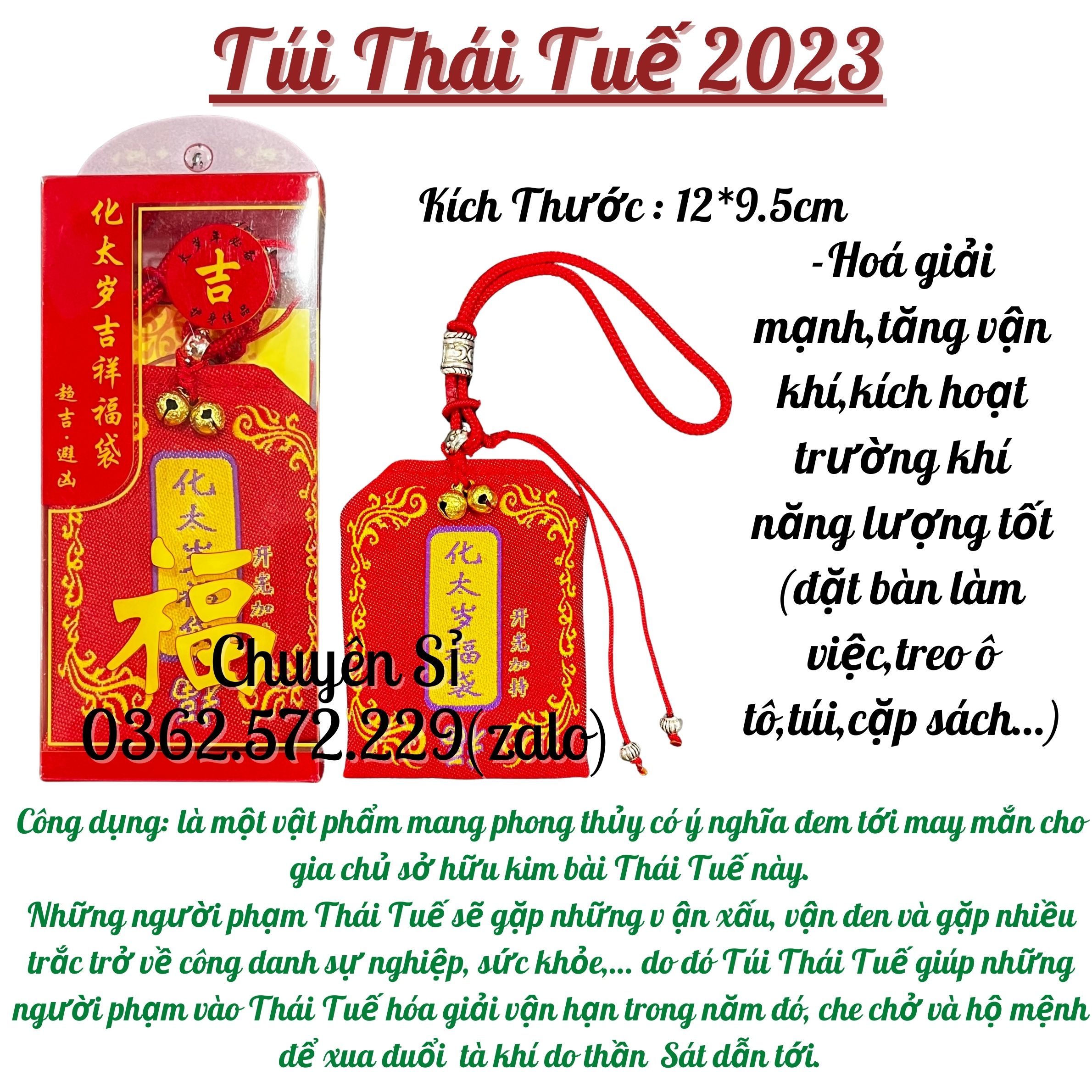 Combo Trọn Bộ Set 5 Món Thái Tuế 2023: Túi Thái Tuế-Móc Khóa-Kim Bài-Linh Phù-Thẻ Thái Tuế Đỏ