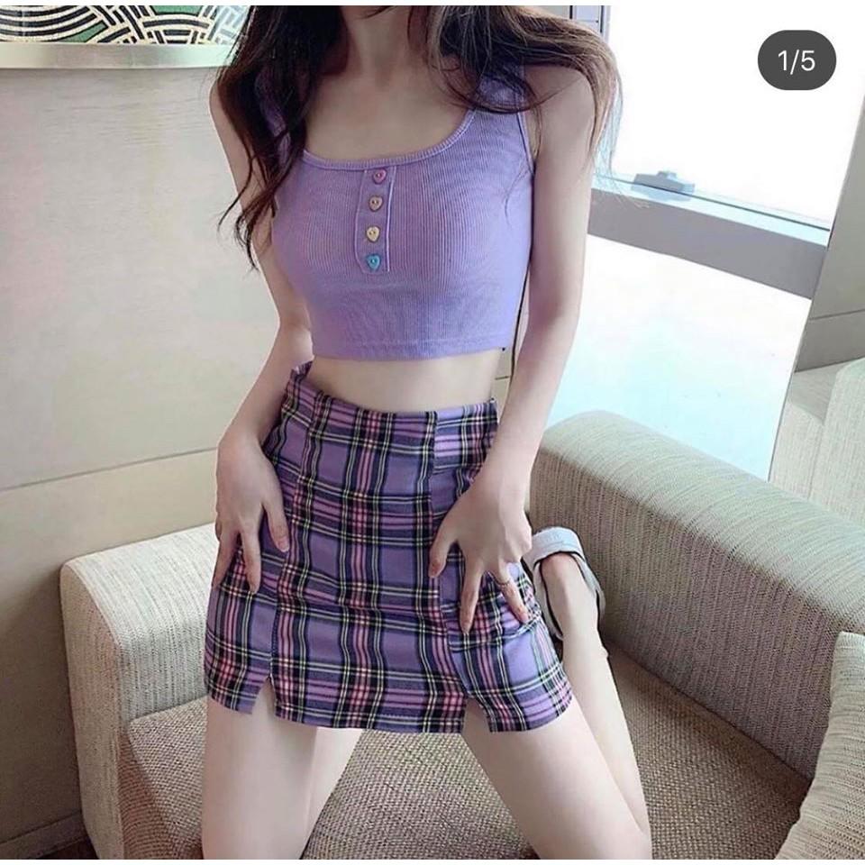 Chân váy kẻ caro dáng chữ A nhiều màu ULZZANG THE 1992