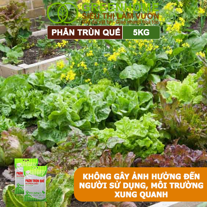 Phân Trùn Quế Greenhome, Lavamix, Bao 5kg, Nguyên Chất, Bổ Sung Dinh Dưỡng, Cải Tạo Đất, Bón Rau