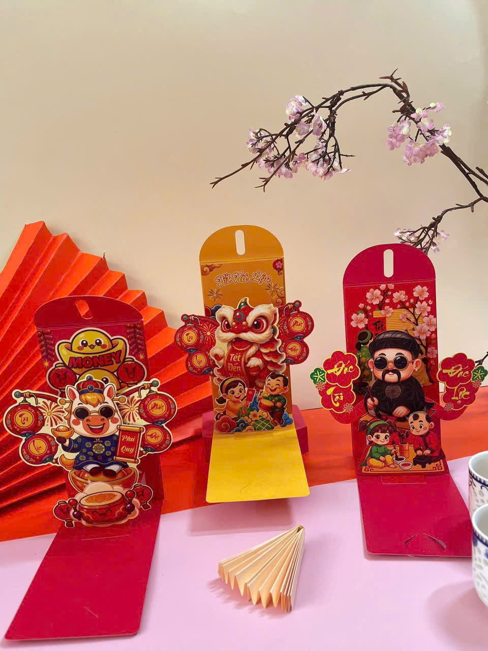 ⭐ XẤP 6 BAO LÌ XÌ 3D TẾT 2026 – MÀU ĐỎ ĐỘC LẠ – THỦ CÔNG TINH XẢO ⭐