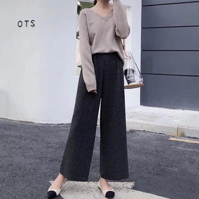 Quần ỐNG RỘNG LEN TĂM TRÔNG MÀU SIÊU SANG