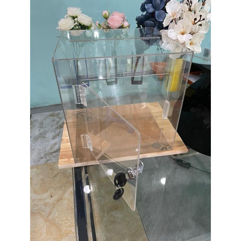 Acrylic Thùng phiếu, hòm thư, thùng bốc thăm, tặng kèm ổ khoá, nhiều kích thước , Acrylic . - Vàng