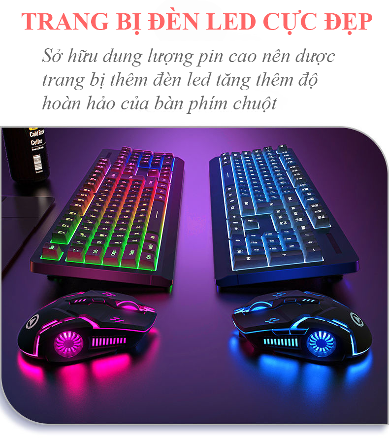 Bộ bàn phím chuột không dây Yindiao KM-01 kết nối bằng chip USB 2.4G chuyên game có đèn led cực đẹp - Hàng Chính Hãng