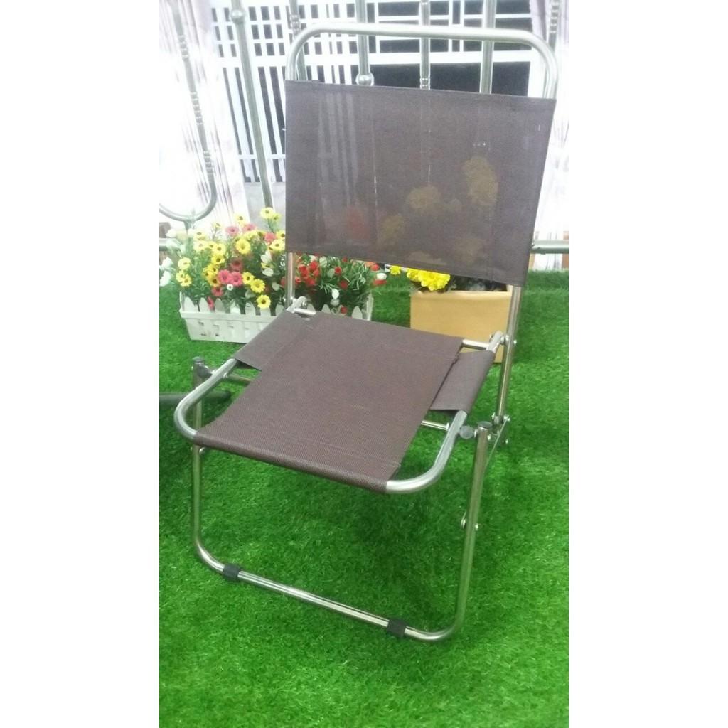 Ghế xếp cafe khung inox lưng thấp vải bố 2 mảnh