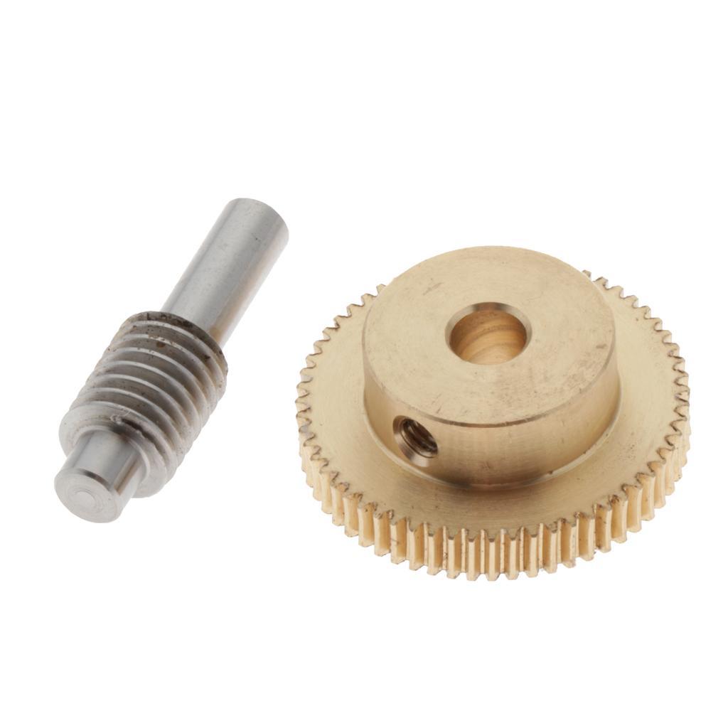 0.5 Modulus Brass Worm Gear Wheel 60 Tooth + Steel Gear Shaft Set 2X