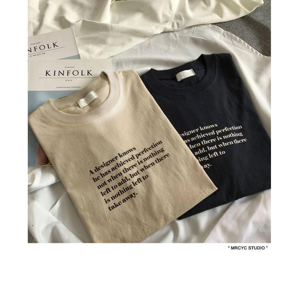 Áo thun unisex form rộng tay lửng nam nữ hàn quốc in chữ New designer aothununisex