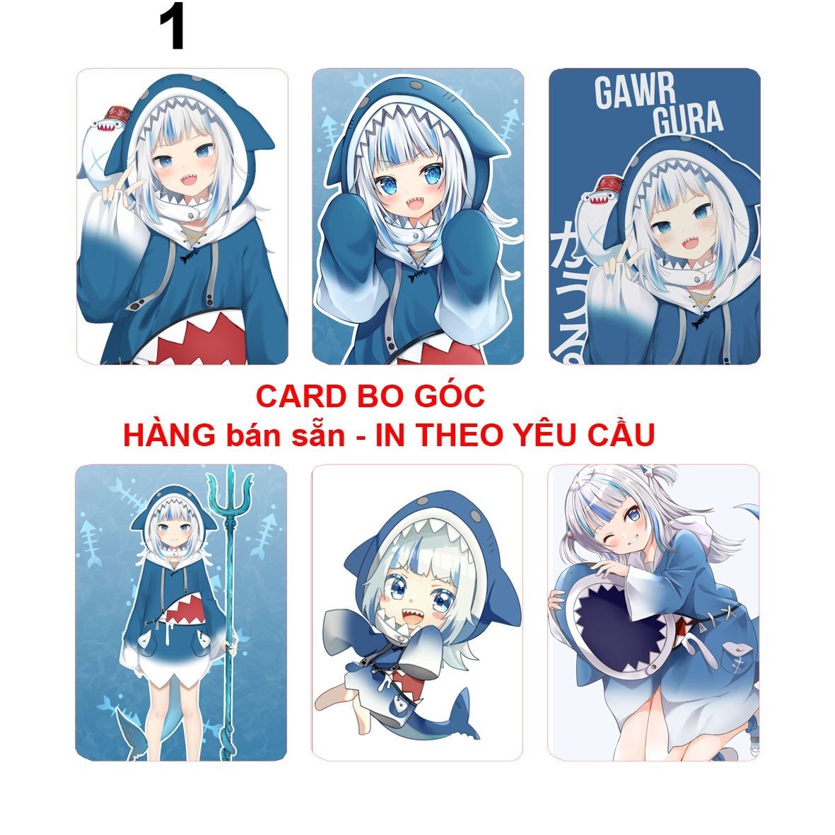 Card bo góc Gwar gure Hololive 6 ảnh khác nhau/ Thẻ Card Gwar gure Hololive