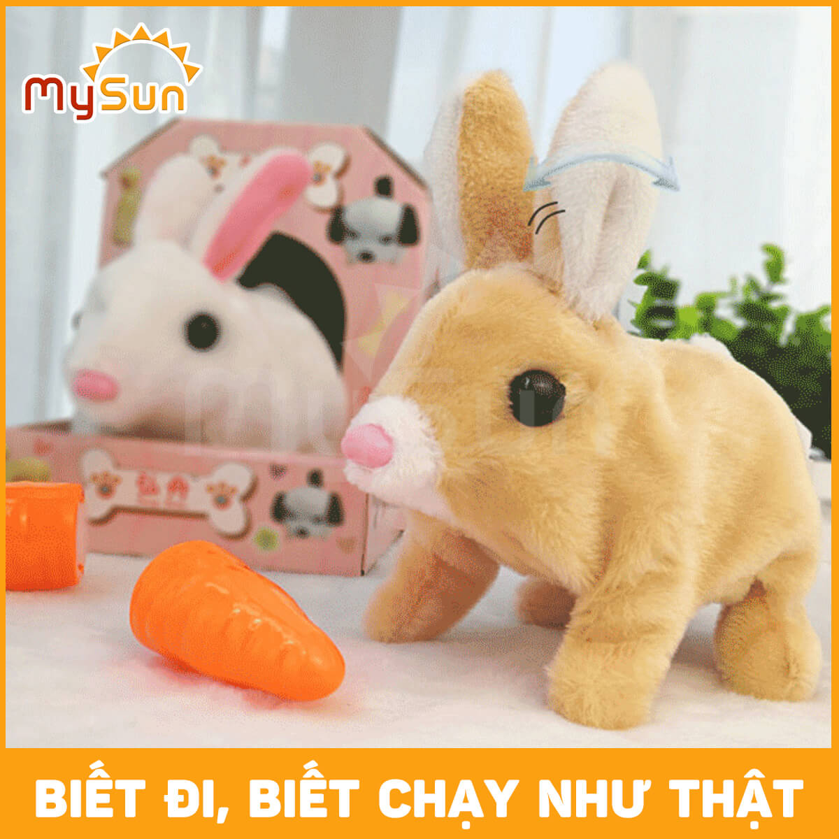 Đồ chơi cho bé MySun - Robot thú cưng con mèo, thỏ biết đi biết nhảy, biết kêu, vẫy đuôi (tặng PIN AA) -  Mèo trắng