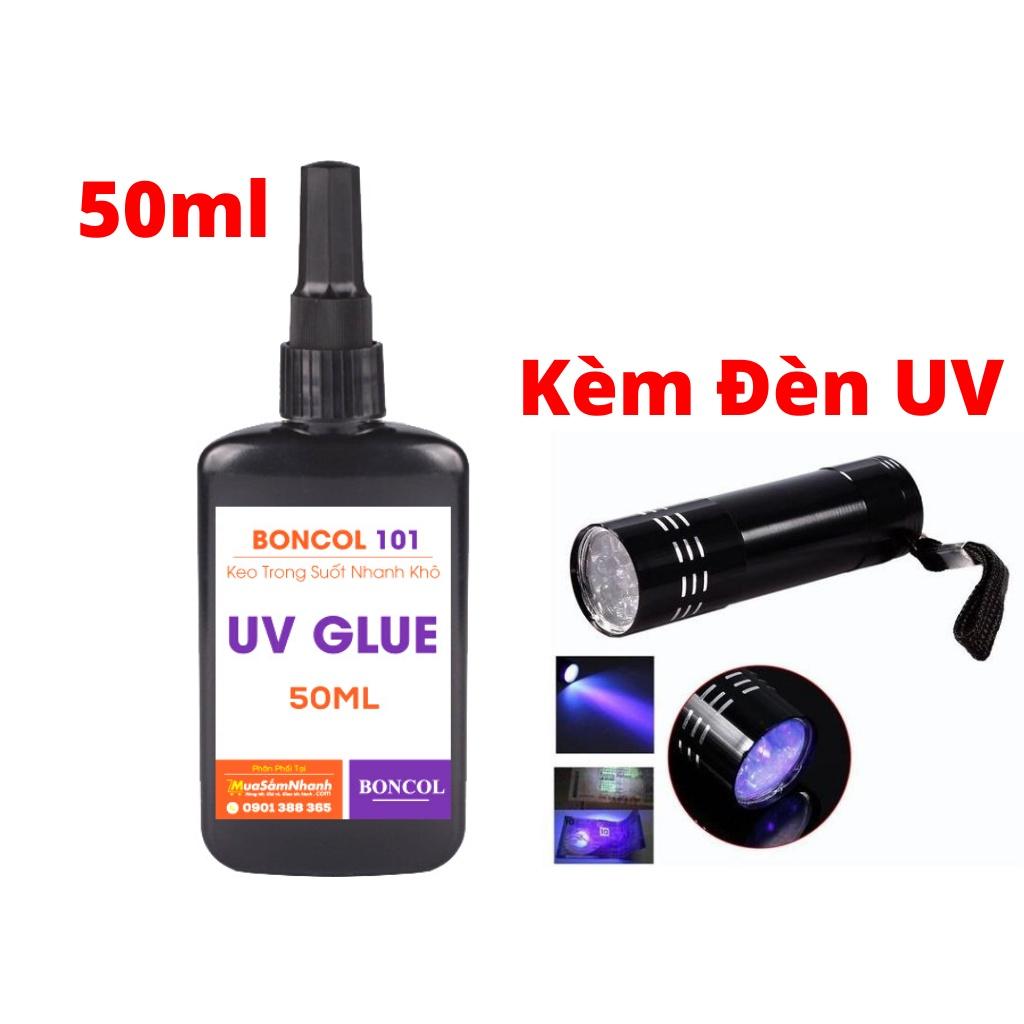 Keo Uv Trong Suốt Dán Kính, Dán Mica Inox Boncol 101 Tặng Đèn UV 50ml