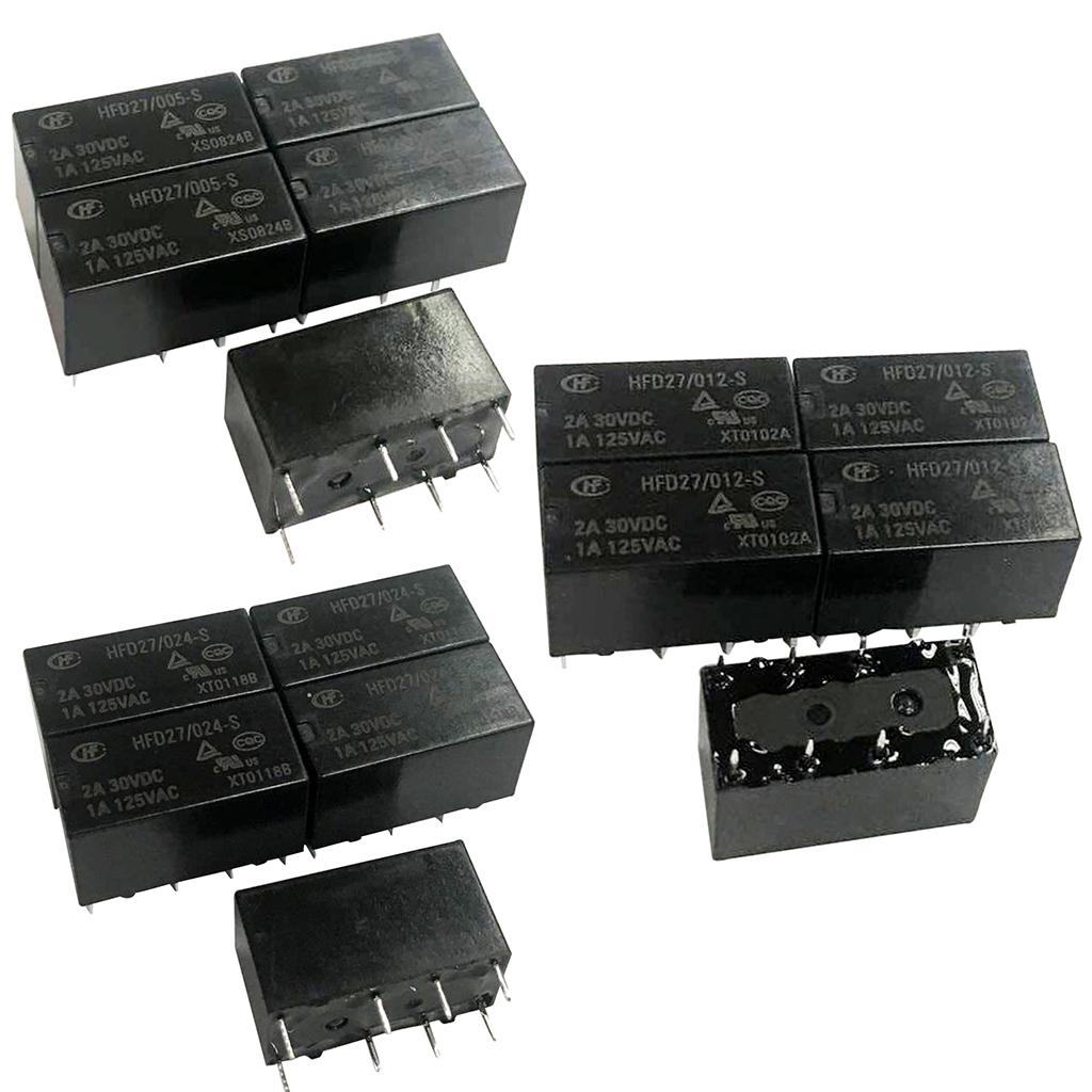 5 Pcs DC 5V/12V/24V Coil DPDT 8 Pin PCB Electromagnetic Power Relay