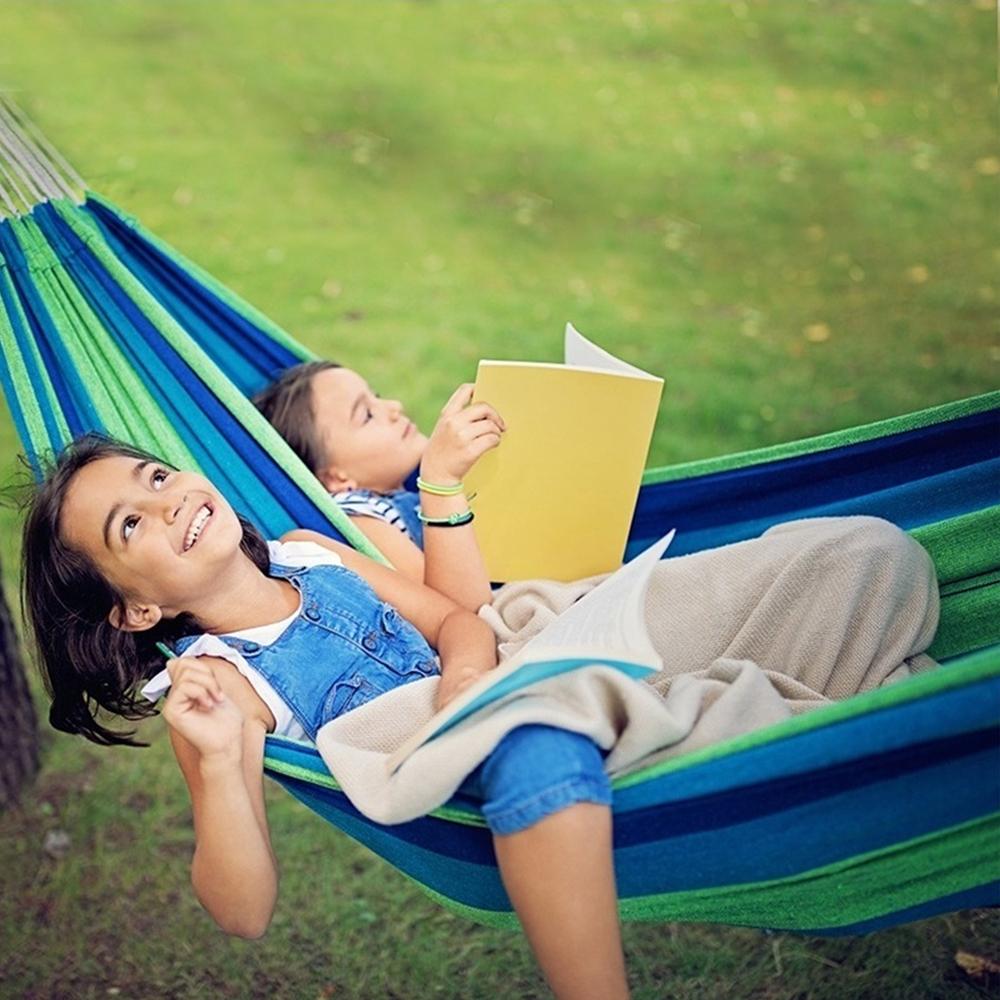 Di Động Võng Võng Ngoài Trời Sân Vườn Thể Thao Nhà Du Lịch Cắm Trại Đầm Xòe Vải Sọc Hàng Giường Võng Đôi Người Độc Thân