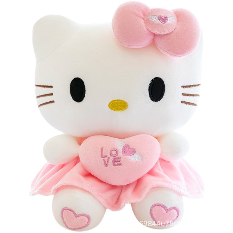 Gấu bông mèo Kitty ôm tim hàng nhập khẩu cao cấp