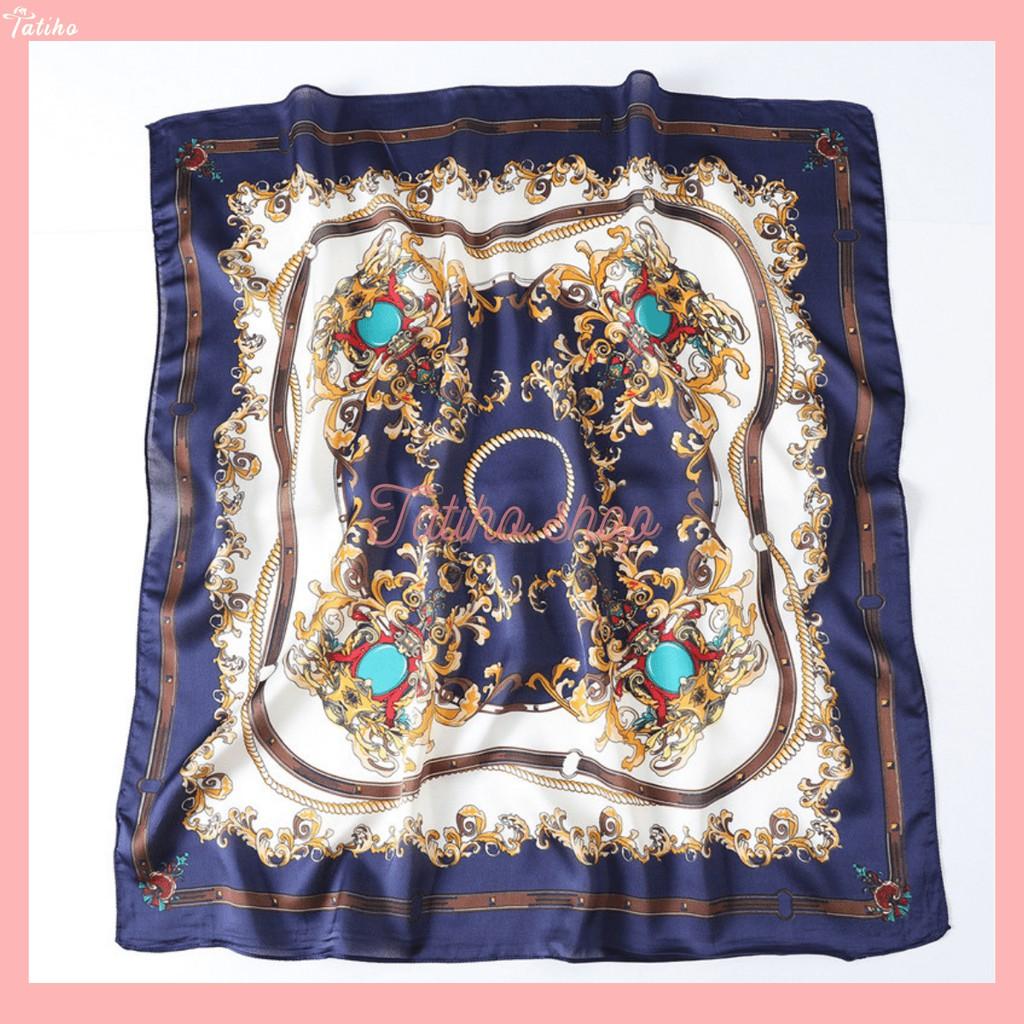 Khăn Lụa Vuông, Khăn Turban Sang Trọng Vương Miện Cao Cấp - Chất Liệu Chiffon - 70x70cm - Mã KL004