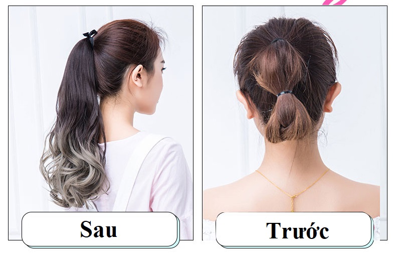Cột tóc giả phối màu ombre, tóc cột giả ❤️FREESHIP❤️ buộc tóc giả nữ, tóc giả buộc