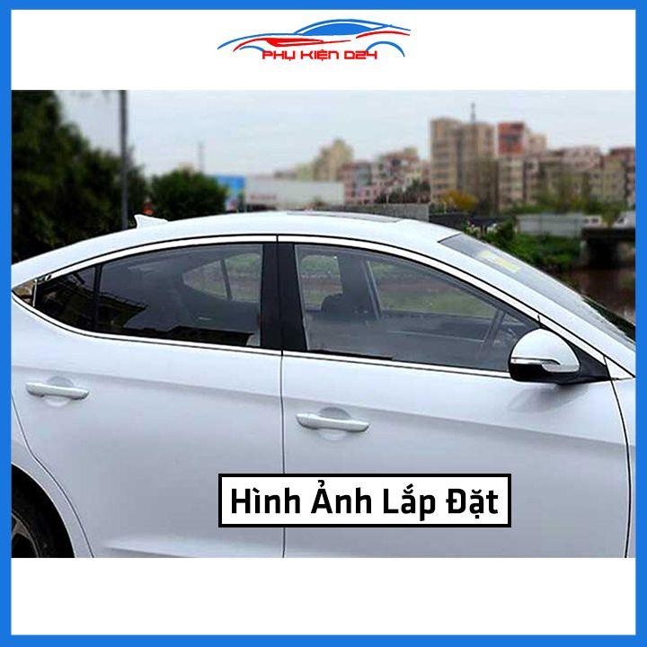 Bộ nẹp viền chân kính cong kính Hyundai Elantra 2016-2019 Inox sáng bóng chuẩn form xe