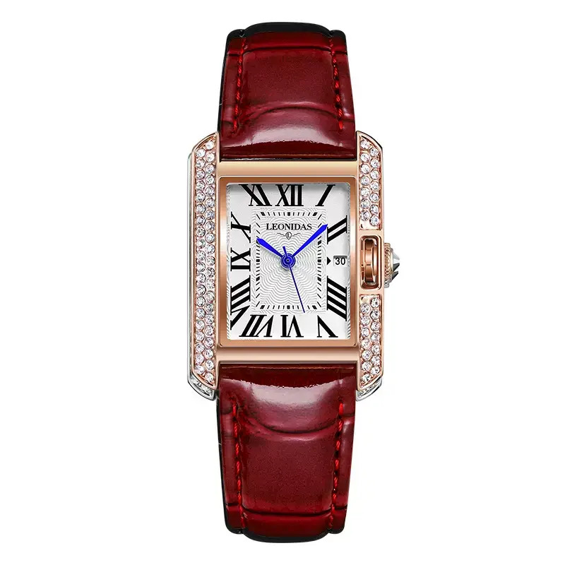 Đồng hồ nữ chính hãng LEONIDAS LD8019-2 Kính sapphire ,chống xước ,Chống nước 30m ,Bảo hành 24 tháng,Máy điện tử(Pin),dây da cao cấp, thiết kế đơn giản dễ đeo