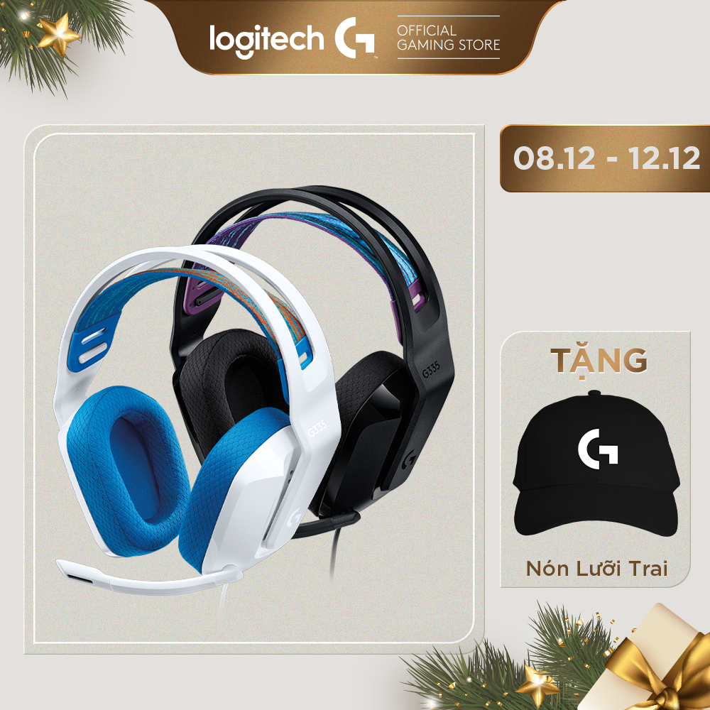 Tai Nghe game có dây Logitech G335 - Mic gập để Mute, Jack 3.5mm, Đệm tai Memory Foam, Nhẹ 240g, Tương thích PC/ PS4 PS5/ Xbox/ Nitendo -Hàng Chính Hãng