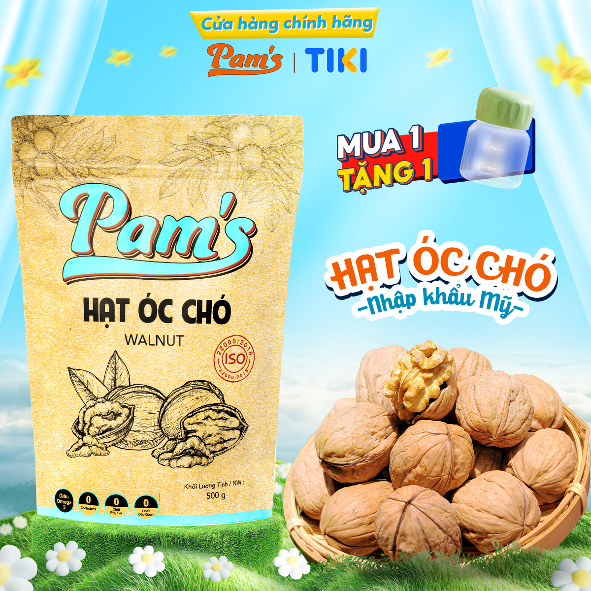 Hạt Óc Chó Chandler Nhập Khẩu Mỹ Pams – Hạt Óc Chó Cao Cấp Dễ Tách, Dinh Dưỡng Mẹ Bầu, Chất Lượng Cao, Giòn Béo, ThơmNgon – 500g