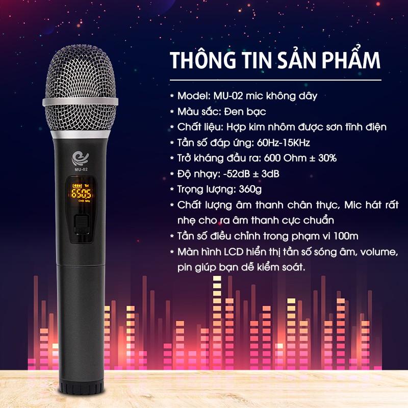 Micro Karaoke Không Dây Đa Năng Shubole MU02D Chuyên Dùng Cho Loa Hoặc Âm Ly