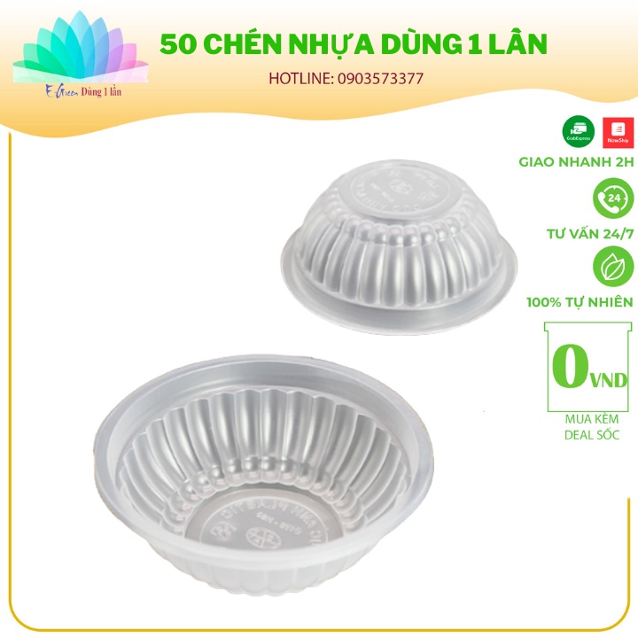 50 Chén nhựa dùng 1 lấn tiện lợi cho các buổi dã ngoại ,và du lịch nhẹ nhàng cùng bạn bè - E GREEN Dùng 1 Lần