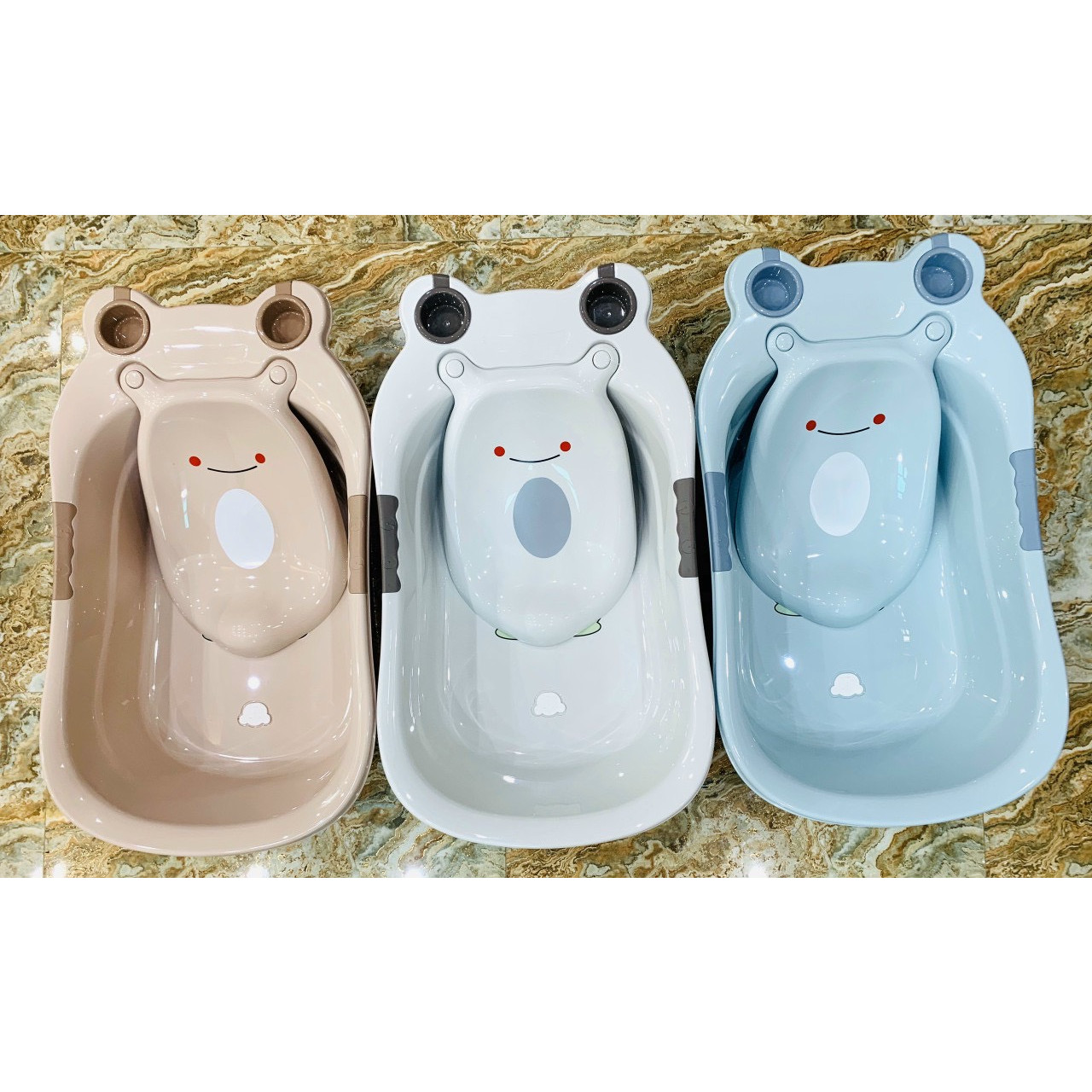 Chậu tắm ếch cao cấp kèm kệ đỡ cho bé sơ sinh