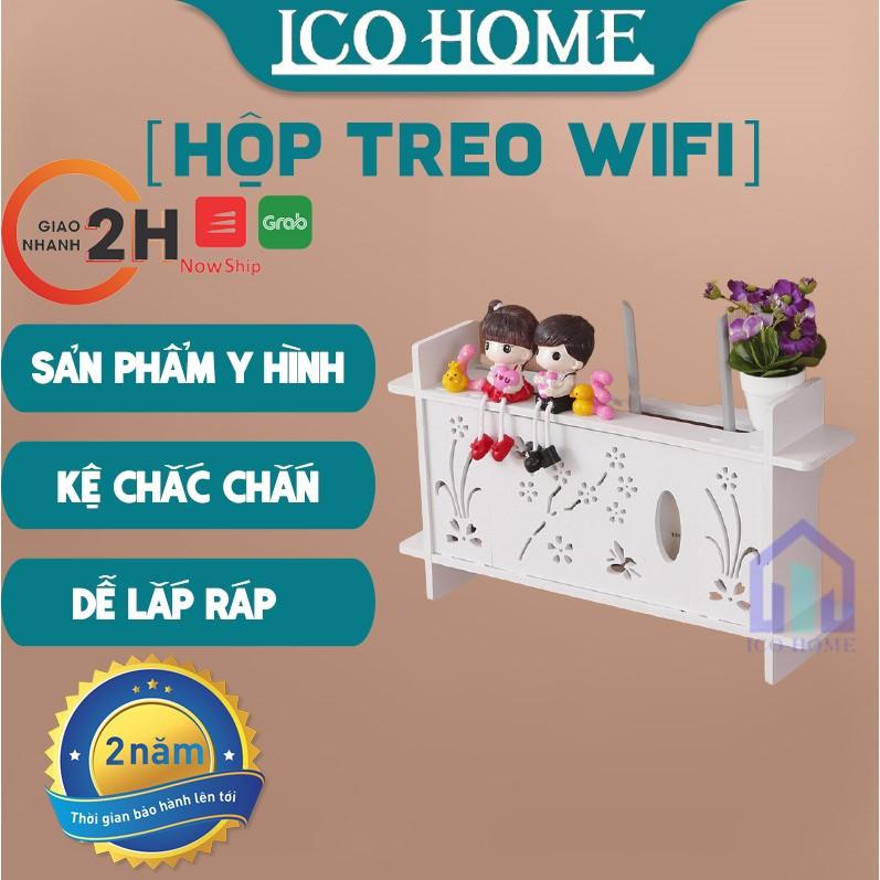 Hộp đựng wifi treo tường KHÔNG CẦN KHOAN hình hoa mai kiểu mới nhỏ gọn giá rẻ - ICO HOME