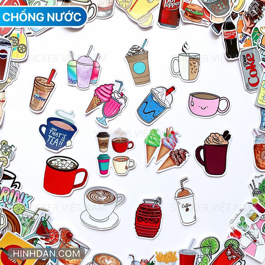 Sticker Đồ Uống - Drinks - Dán Trang Trí - Chất Liệu PVC Cán Màng Chất Lượng Cao Chống Nước, Chống Nắng, Không Bong Tróc Phai Màu