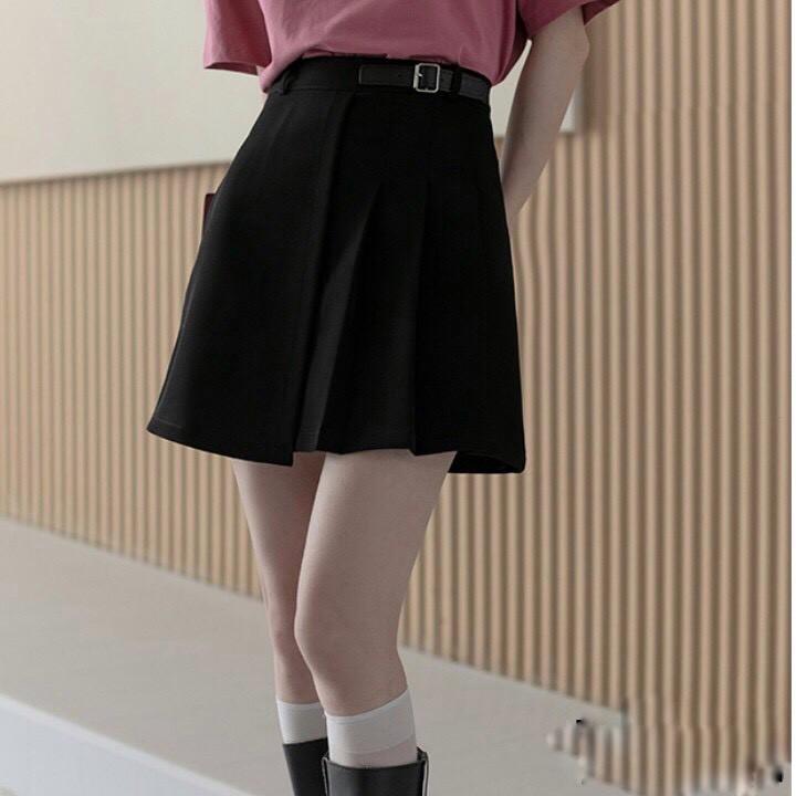 Chân váy đen trắng xếp ly ngắn nữ eo cao hè phong cách tennis ôm dáng chữ a Mophus MV012
