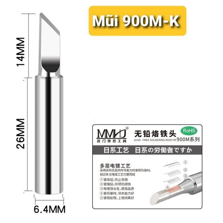 Mũi hàn (1 mũi) tq 936, 908, 806 -900m , Hakko 900M.Cao Cấp(mũi trắng)