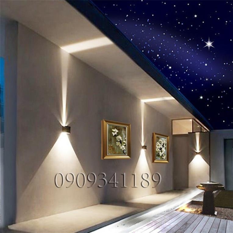 Đèn gắn tường ngoài trời hiện đại hình lập phương hắt 2 đầu điều chỉnh được hướng sáng