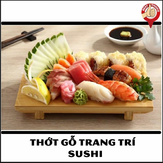 Khay thớt gỗ trang trí Sushi Nhật Bản - Thớt gỗ trang trí chuyên dụng món Nhật - Kích thước đa dạng - Gỗ thông tự nhiên