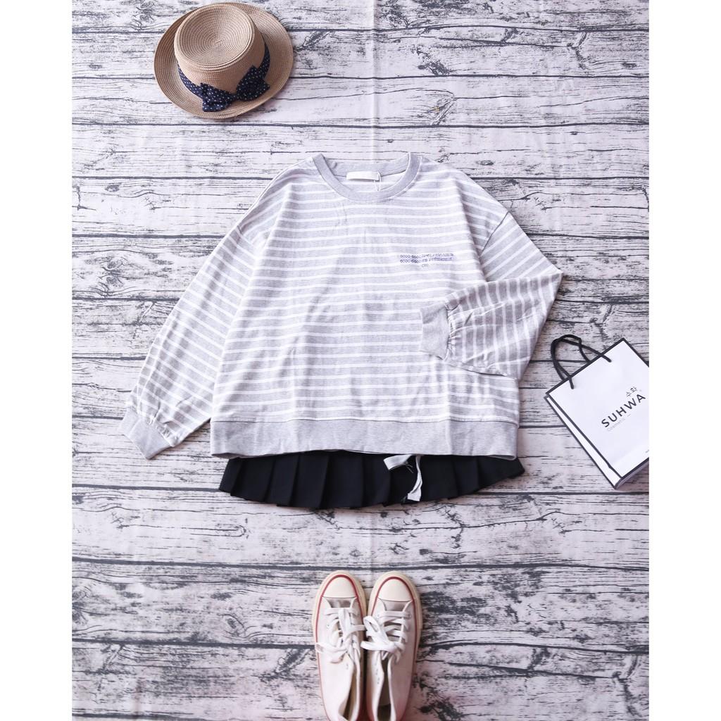 ÁO NỈ SỌC SWEATER CUTOUT HỞ LƯNG THẮT NƠ