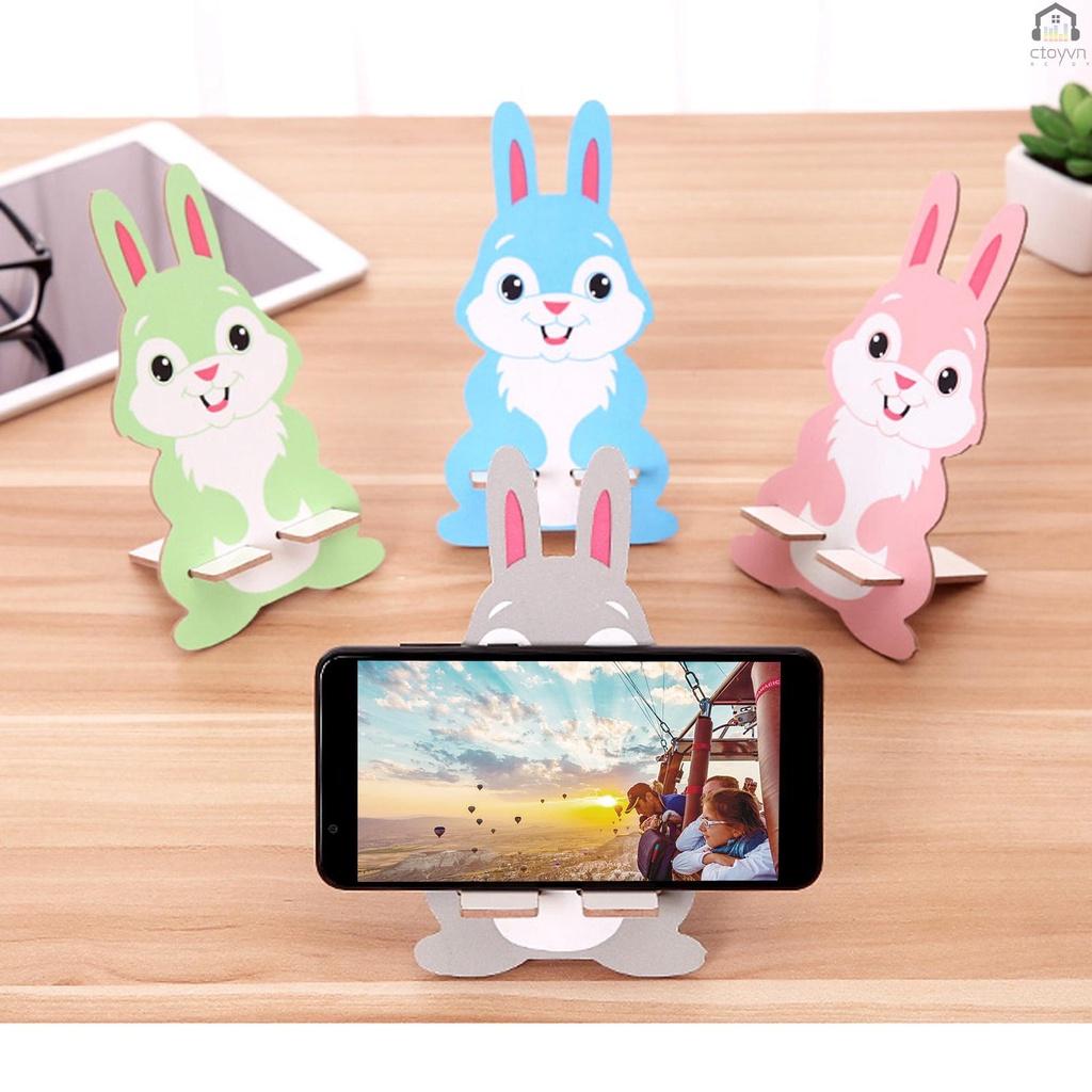 Giá đỡ điện thoại/máy tính bảng bằng gỗ hình chú thỏ dễ thương