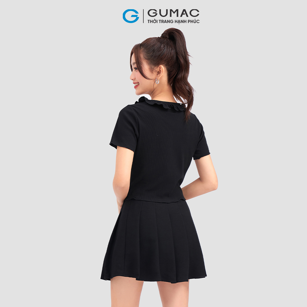 Áo thun GUMAC ATC11046 kiểu phối bèo nữ tính